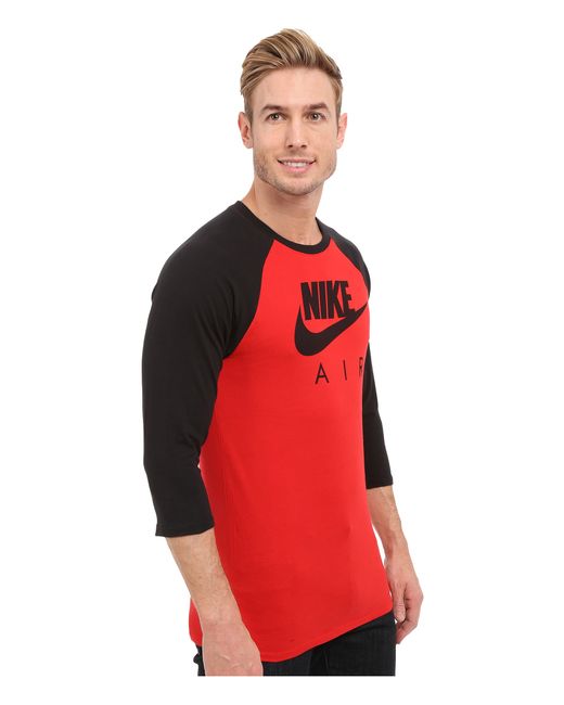 Nike Cotton Air 3/4 Raglan Tee in Red for Men | Lyst