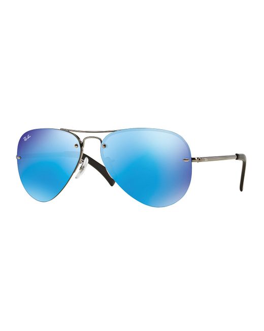 Ray-ban Rimless Mirrored Iridescent Aviator Sunglasses in