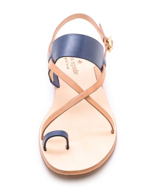 Kate Spade Ashley Flat Sandals in Blue | Lyst
