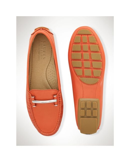 Ralph Lauren Orange Leather Caliana Loafer