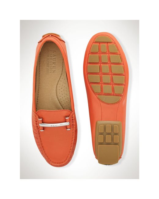 Ralph Lauren Leather Caliana Loafer in Orange Lyst
