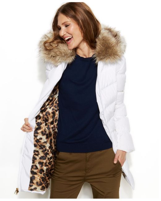 Laundry by Shelli Segal Faux Fur Hooded Down Puffer Coat in White Lyst