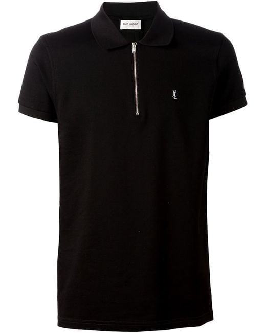 Saint Laurent Black Zipped Polo Shirt for men