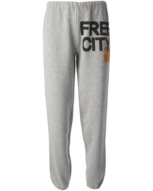 FREE CITY Gray Logo Print Sweat Pants
