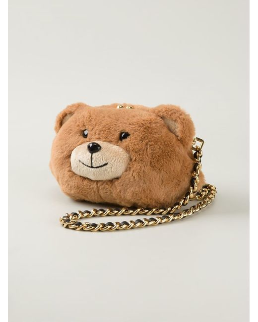 Moschino Brown Plush Teddy Bear Cross-Body Bag
