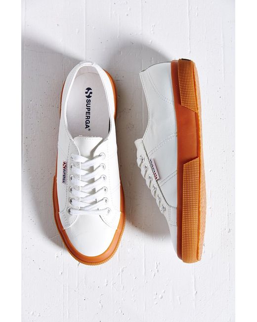 Superga White 2750 Leather Gumsole Low-top Sneaker