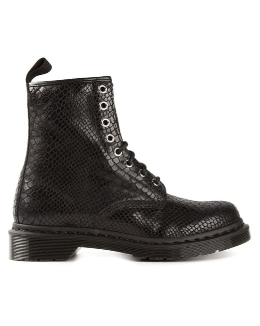 Dr. Martens '1460' Snakeskin Effect Boots in Black | Lyst