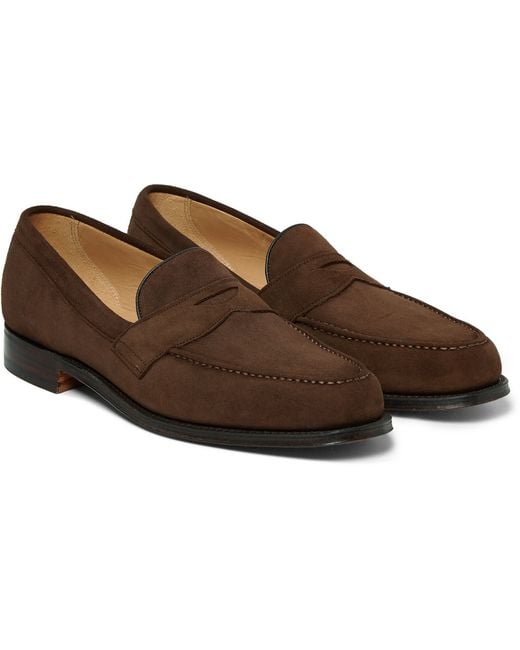 Cheaney Brown Hudson Suede Penny Loafers for men