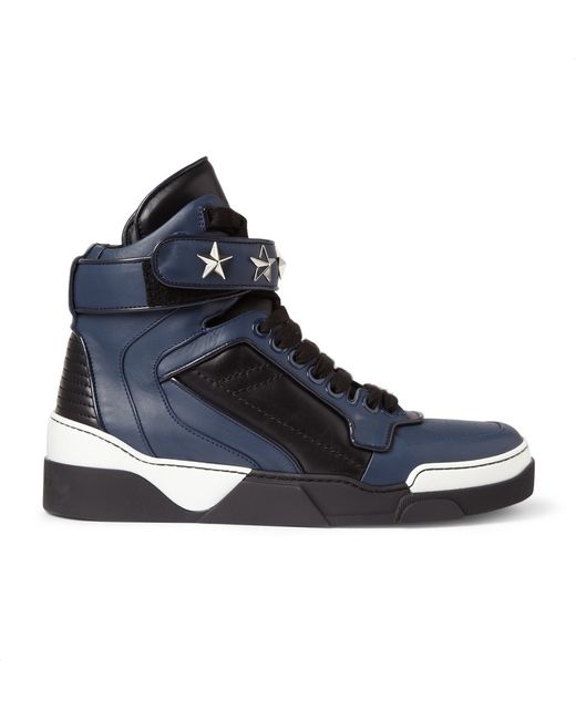 Givenchy Blue Tyson High Top Leather Sneakers With Stars for men