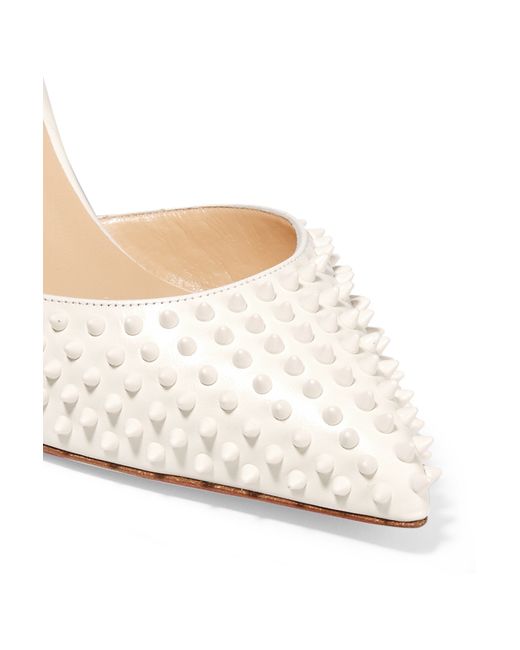 Christian louboutin Baila 85 Spiked Leather Pumps in White | Lyst