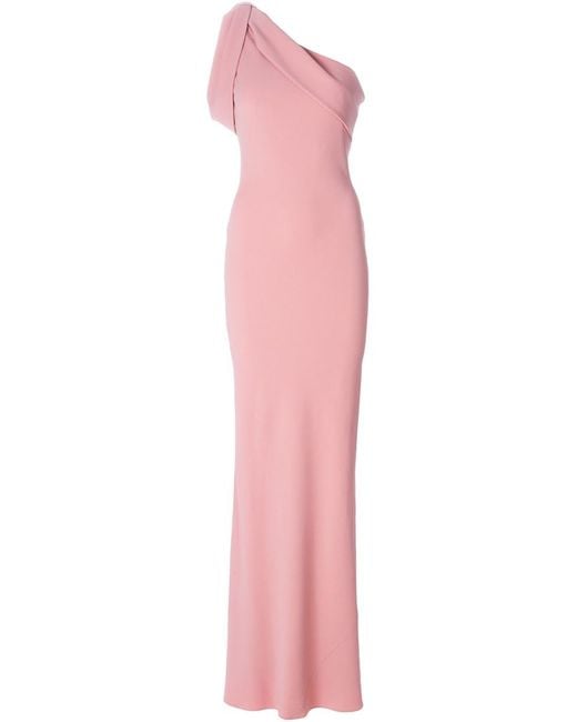 Alexander McQueen Pink One-Shoulder Silk-Blend Gown