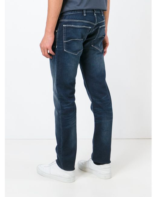 Armani Jeans Blue Jeans With White Stitching for men