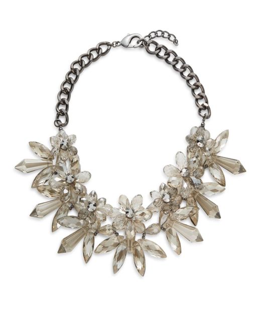 Natasha Couture Metallic Spiked Flower Collar Necklace