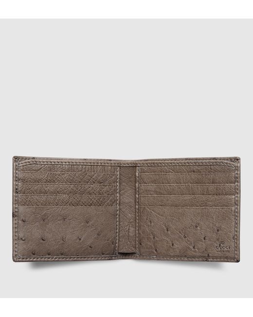 Gucci Brown Ostrich Bi-fold Wallet for men