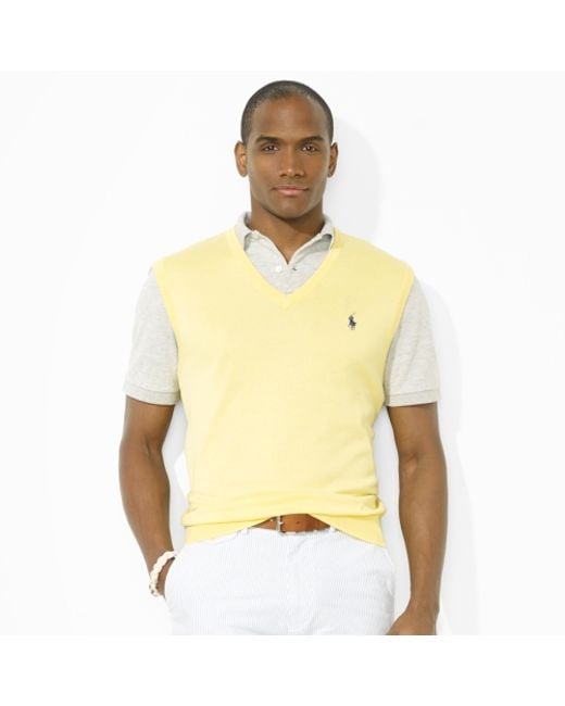 Polo Ralph Lauren Vneck Sweater Vest in Yellow for Men | Lyst