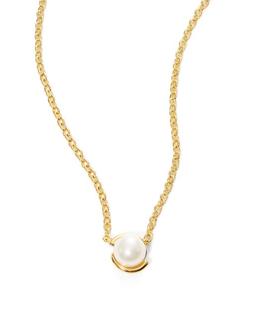 Kate spade Dainty Sparklers Faux Pearl Pendant Necklace in Gold (White