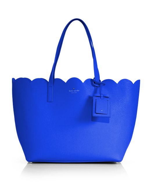 Kate Spade Carrigan Scalloped Saffiano Leather Tote in Blue