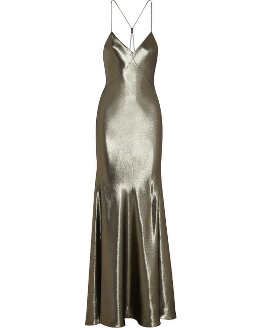 TOPSHOP Metallic Fluted Silk-Blend Lamé Maxi Dress