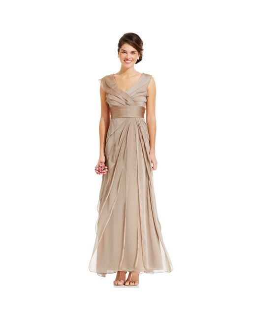 Adrianna Papell Natural Tiered Evening Dress