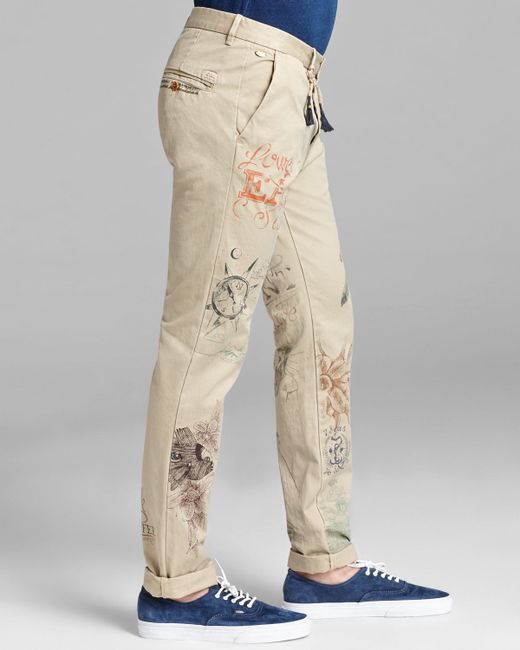 Scotch & Soda Printed Slim Fit Chino Pants in Natural for Men | Lyst