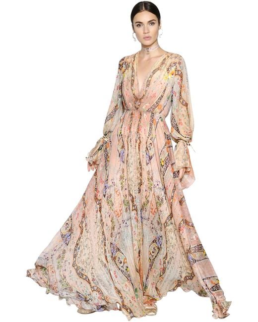 Etro Multicolor Floral Printed Silk Chiffon Dress