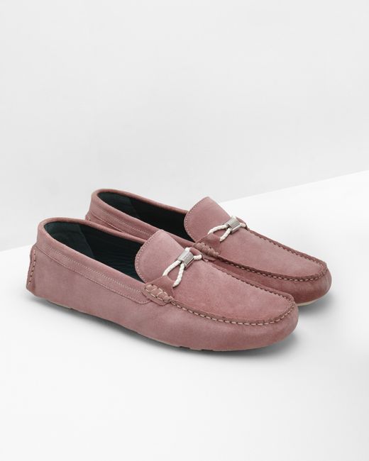 Ted Baker Pink Braided Trim Suede Driving Loafers for men