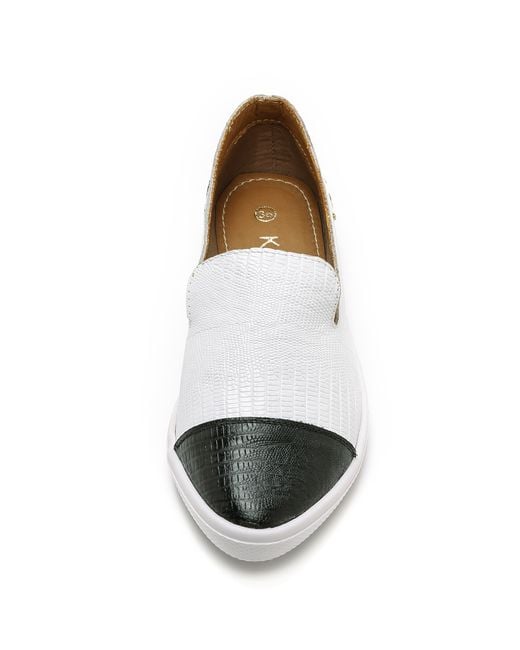 Kaanas Senegal Pointy Toe Slip On Sneakers - White/black | Lyst