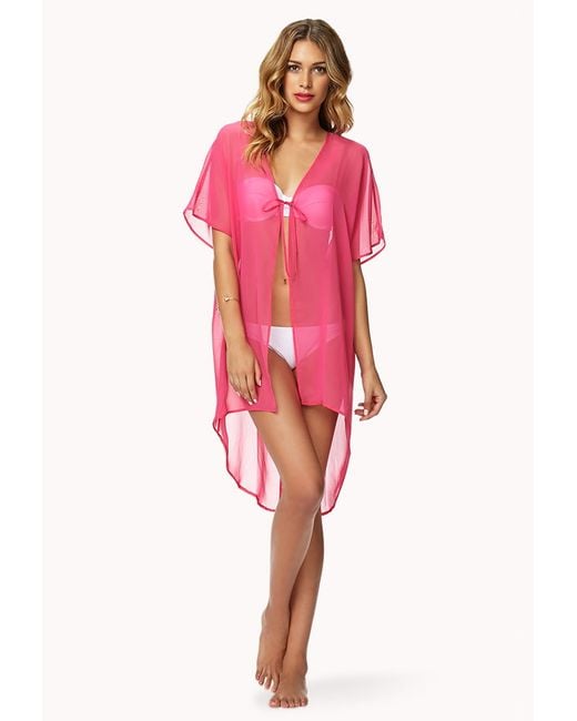 Glam Kimono Cover-up in Hot Pink 