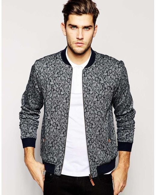 Ted Baker Blue Reversible Floral Sweat Bomber for men