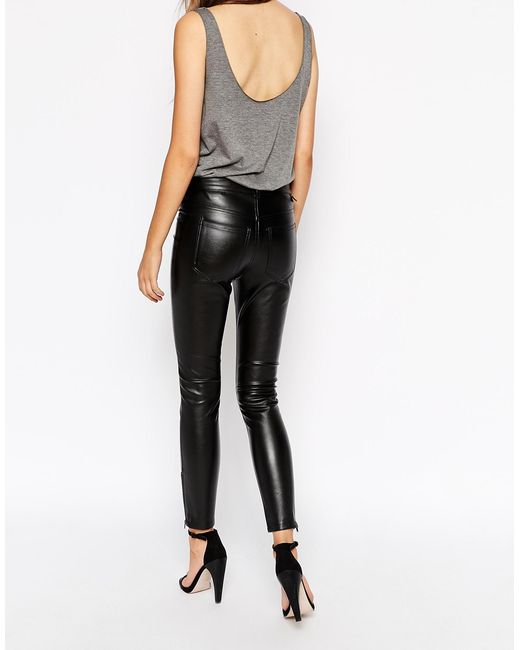 Dr. Denim Faux Leather Skinny Jeans 
