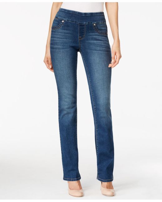 Style & co. Petite Pull-on Medium Wash Flared Jeans in 