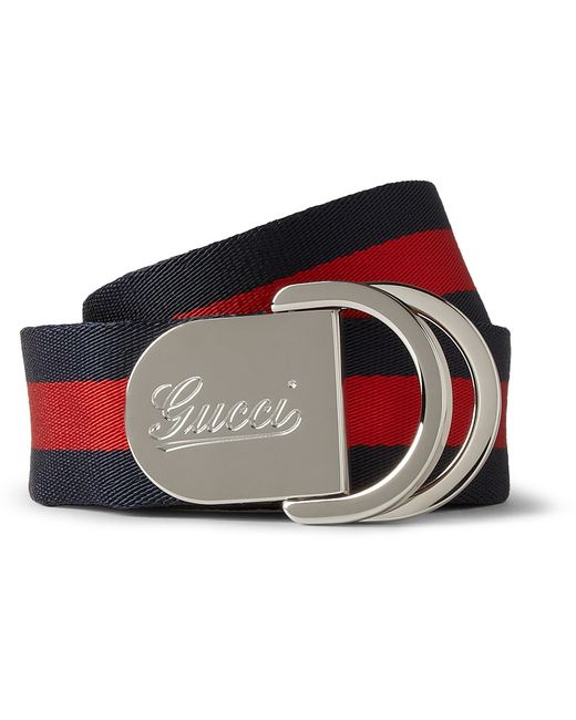 Gucci Blue 4Cm Striped Canvas Belt for men