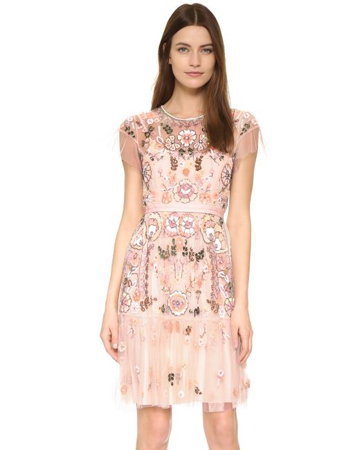 Needle & thread tiered floral maxi dress with contrast cheap waistband in rose quartz