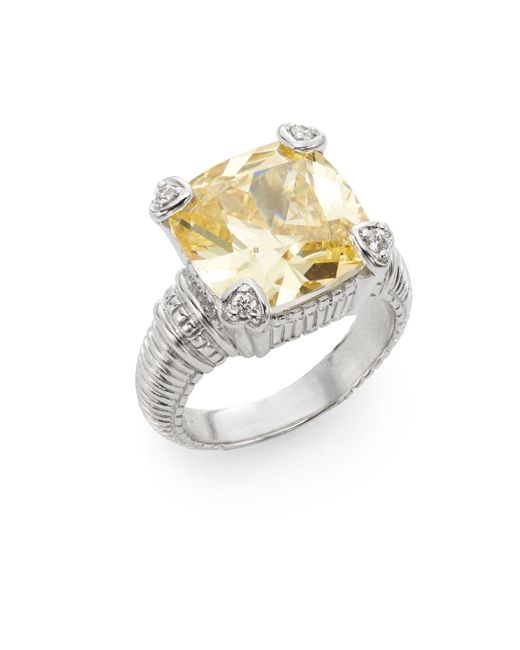 Judith Ripka Yellow Fontaine Canary Crystal, Diamond & Sterling Silver Ring