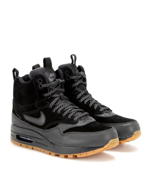 Nike Air Max 1 Mid Sneaker Boots in Black | Lyst