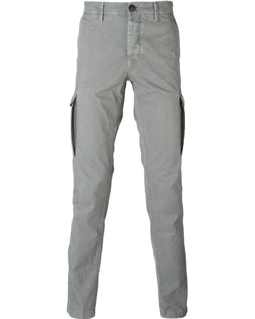 Stone Island Gray Slim Fit Cargo Trousers for men