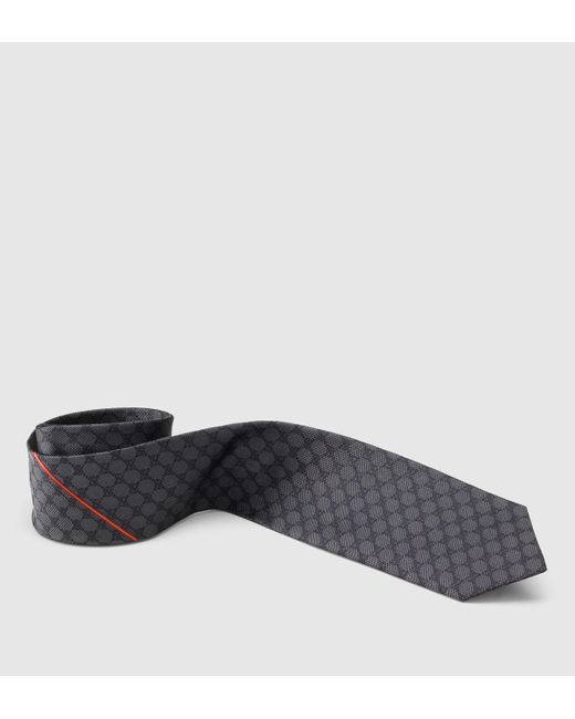 Gucci Gray Gg Pattern Silk Tie for men
