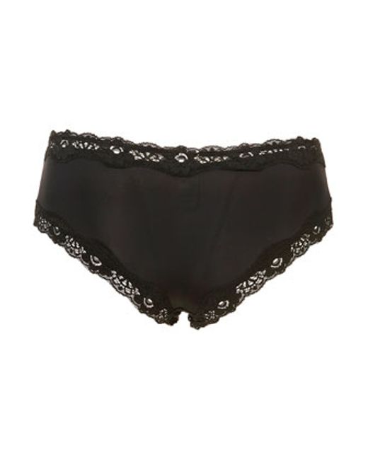 Microfibre Lace Trim Panties in Black Lyst