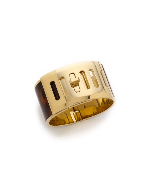 Michael Kors Metallic Wide Turn Lock Cuff Bracelet - Gold/Tortoise