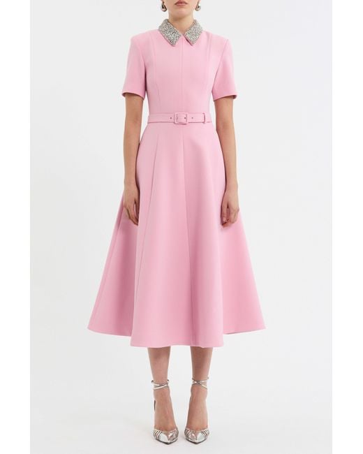 Rebecca Vallance Pink Xena Short Sleeve Midi Dress