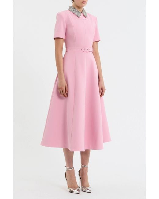 Rebecca Vallance Pink Xena Short Sleeve Midi Dress