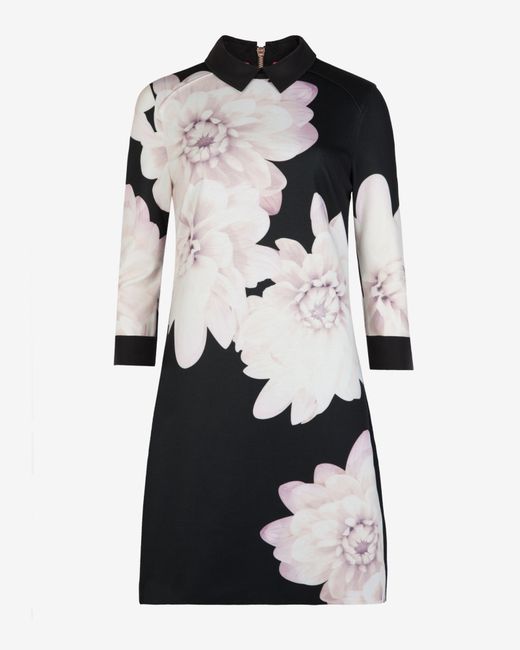Ted Baker Black Monochrome Floral Shift Dress