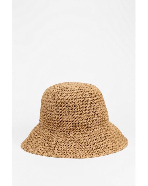 Urban Outfitters Natural Crochet Straw Bucket Hat