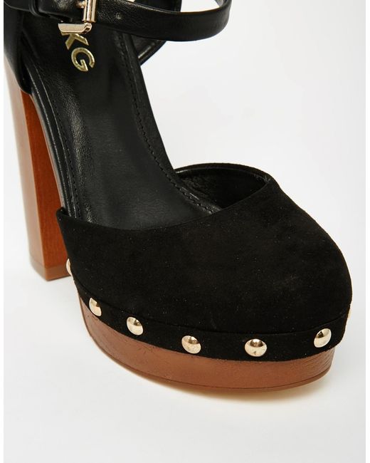 Miss Kg Giddy Black Wooden Platform Sandals Lyst