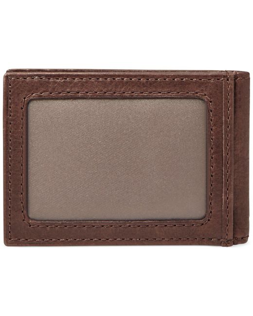 Fossil Ingram Money Clip Bifold Leather Wallet in Brown for Men | Lyst