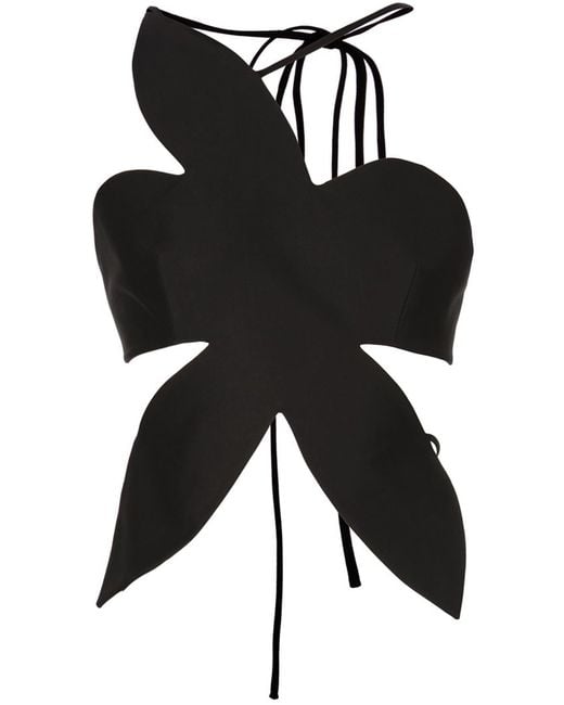 Rosie Assoulin Black 'flower Stamp' Crop Top
