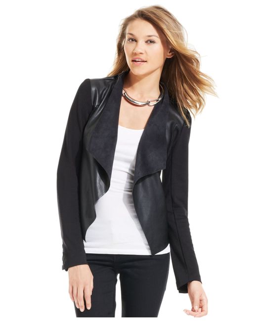 Kloth Faux-leather Draped Jacket 