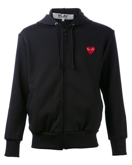 Play comme des garçons Embroidered Heart Hoodie in Black for Men | Lyst