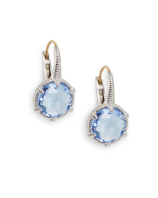 Judith Ripka Blue Faceted Stone Sterling Silver Earrings