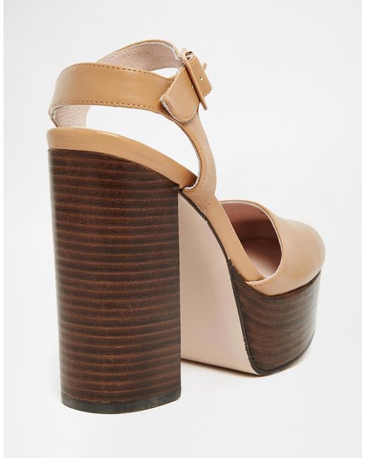 1970s Wooden Platform Leather Slingback Mule Peep Toe Heels | Boardwalk  Vintage